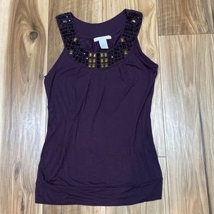 💥5 for $18💥 Sleeveless embellished blouse shirt size Small purple
